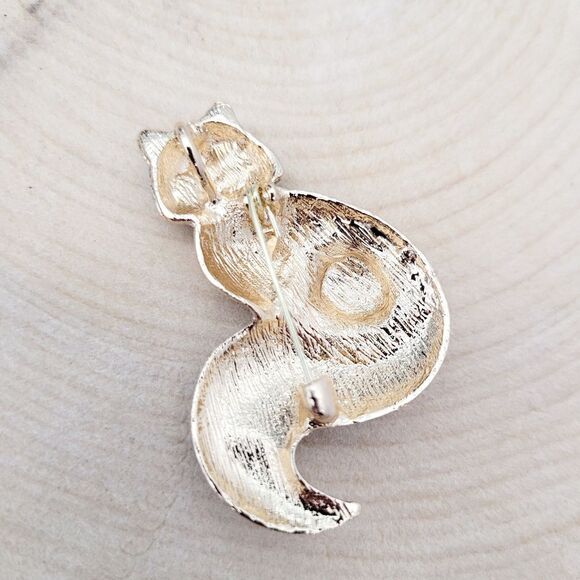 Brand New 2 In 1 Gold Tone Blue Fox Rhinestone Brooch Pin & Pendant - Picture 5 of 9